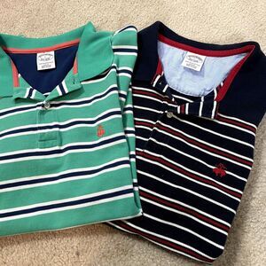 Brooks Brothers Large Striped Cotton Polo Short Sleeve Mens Shirt 2 Bundle